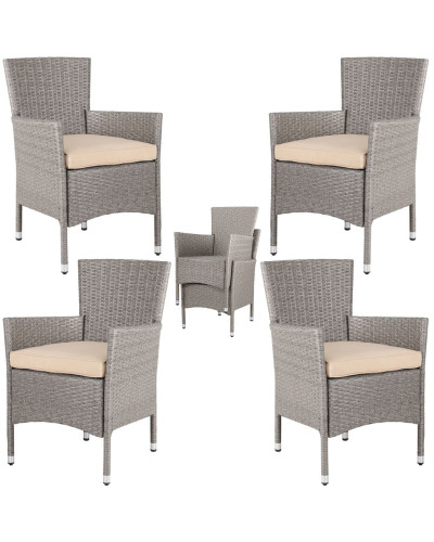 Garden Chairs Set of 4 Rattan Cream Beige